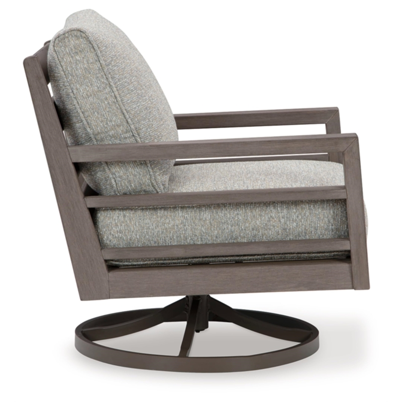 Ashley Furniture Hillside Barn Gray & Brown Outdoor Swivel Lounge with Cushion