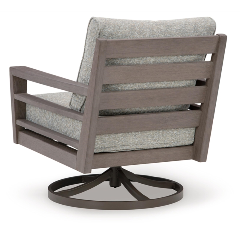 Ashley Furniture Hillside Barn Gray & Brown Outdoor Swivel Lounge with Cushion