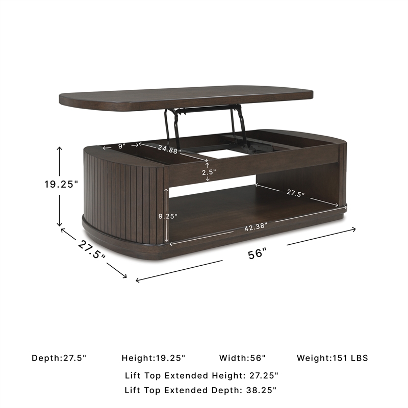 Signature Design by Ashley Furniture Korestone Dark Brown Lift-Top Coffee Table