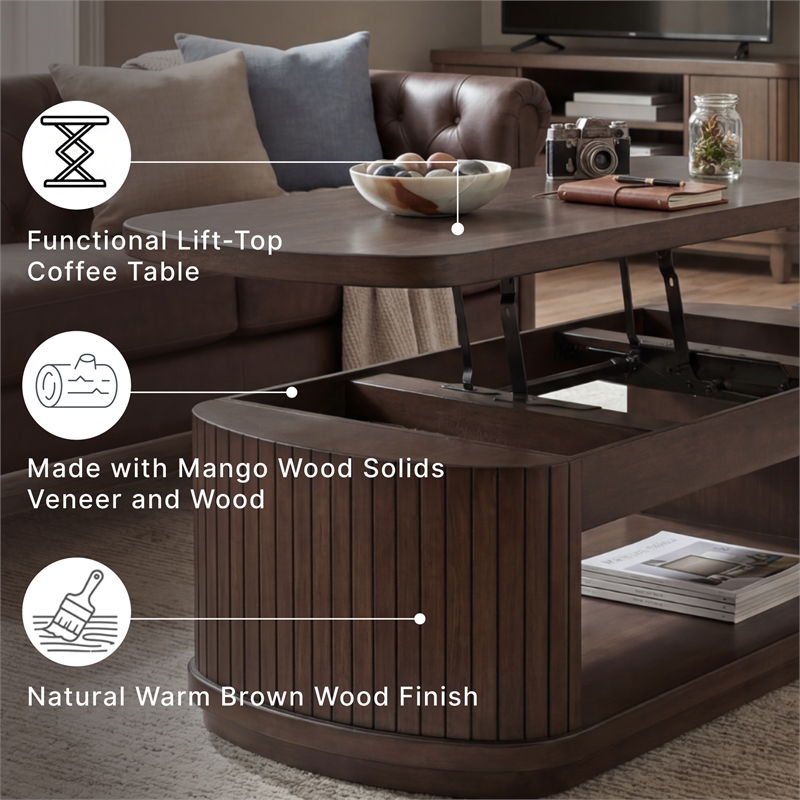 Signature Design by Ashley Furniture Korestone Dark Brown Lift-Top Coffee Table