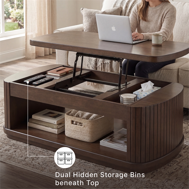 Signature Design by Ashley Furniture Korestone Dark Brown Lift-Top Coffee Table
