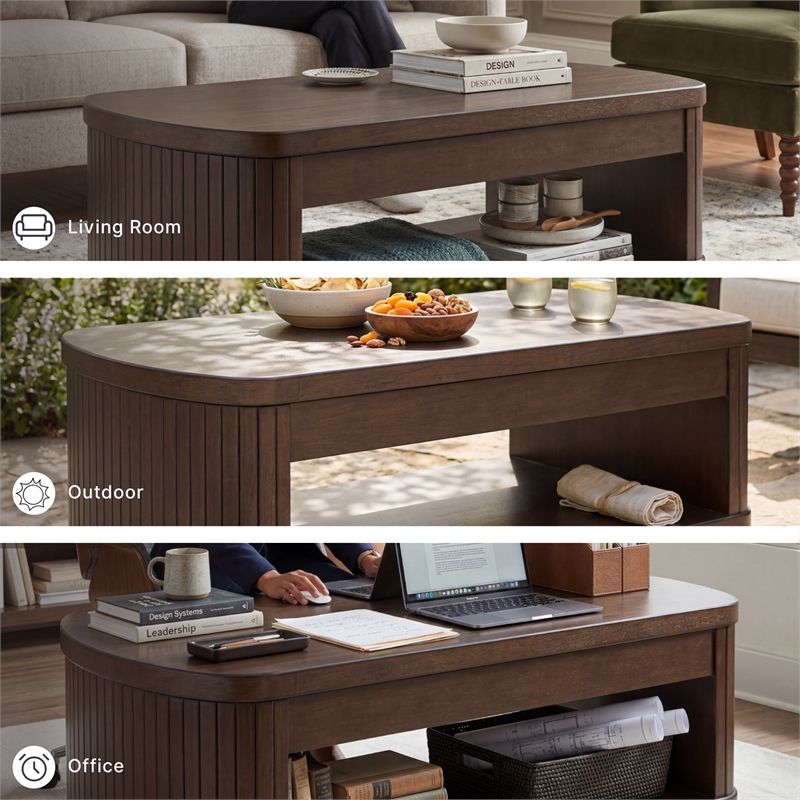 Signature Design by Ashley Furniture Korestone Dark Brown Lift-Top Coffee Table