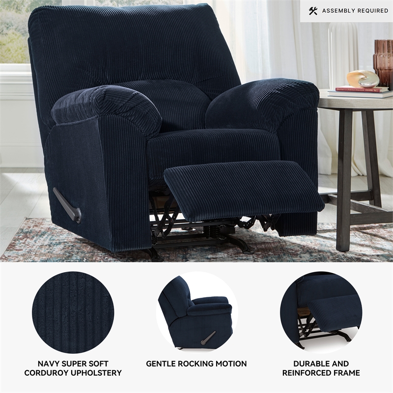Signature Design by Ashley Furniture SimpleJoy Navy Recliner