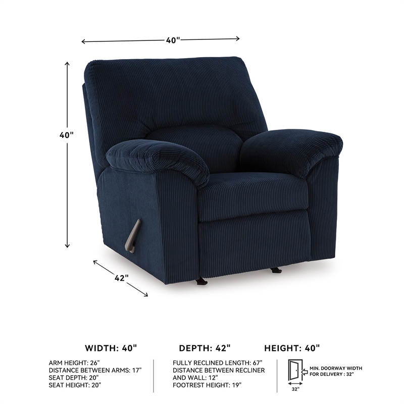 Signature Design by Ashley Furniture SimpleJoy Navy Recliner