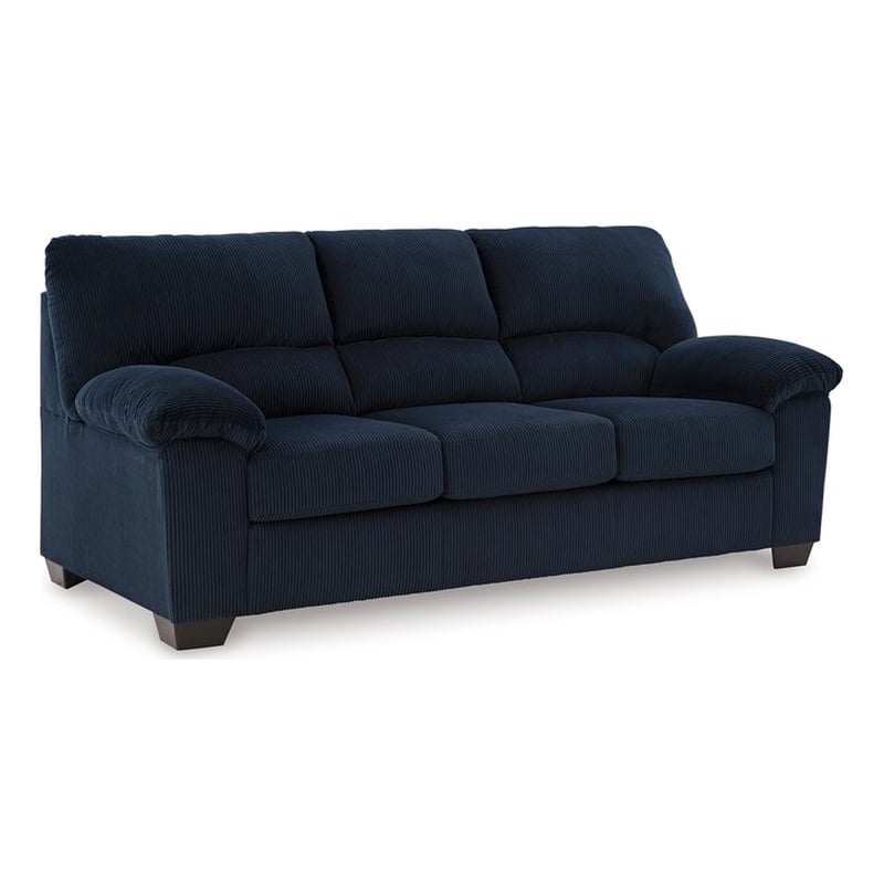 Ashley Furniture SimpleJoy Polyester Upholstered Sofa in Navy