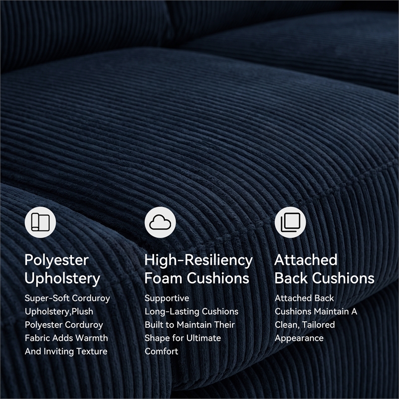 Ashley Furniture SimpleJoy Polyester Upholstered Sofa in Navy