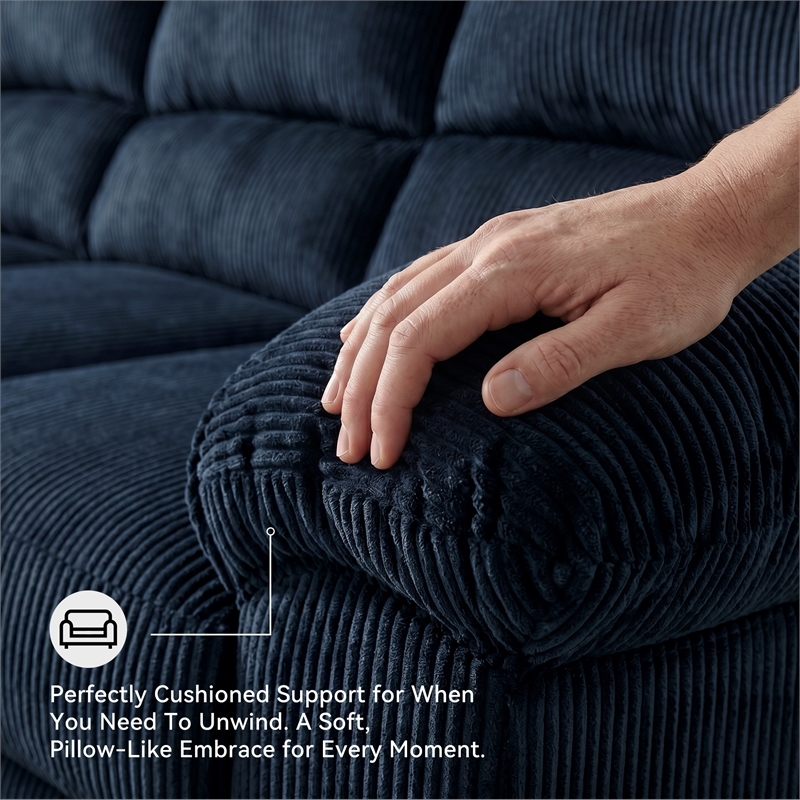 Ashley Furniture SimpleJoy Polyester Upholstered Sofa in Navy