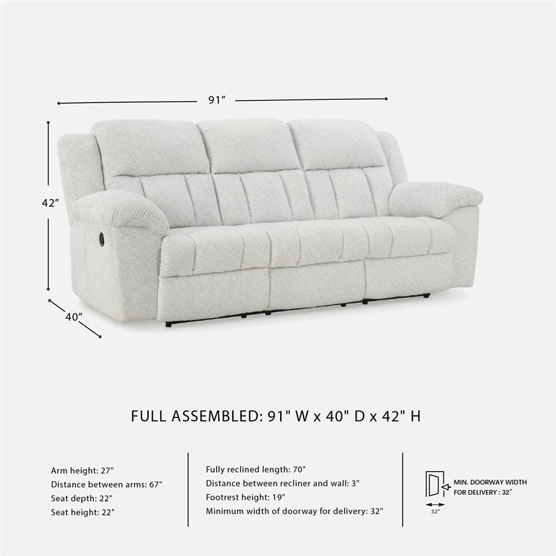 Signature Design by Ashley Furniture Frohn White Reclining Sofa
