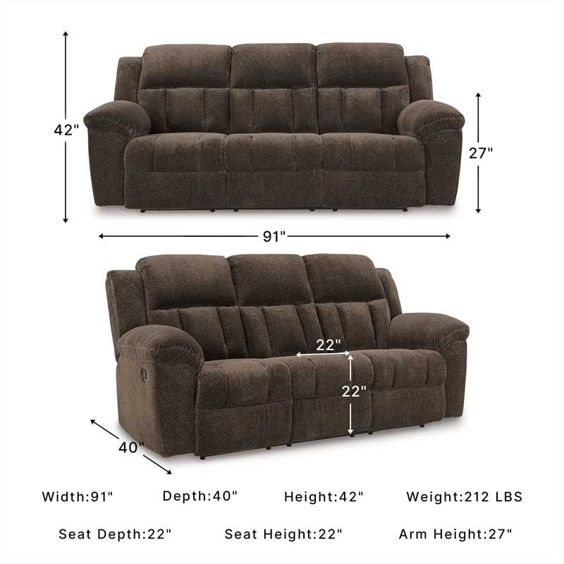 Signature Design by Ashley Furniture Frohn Chocolate Reclining Sofa