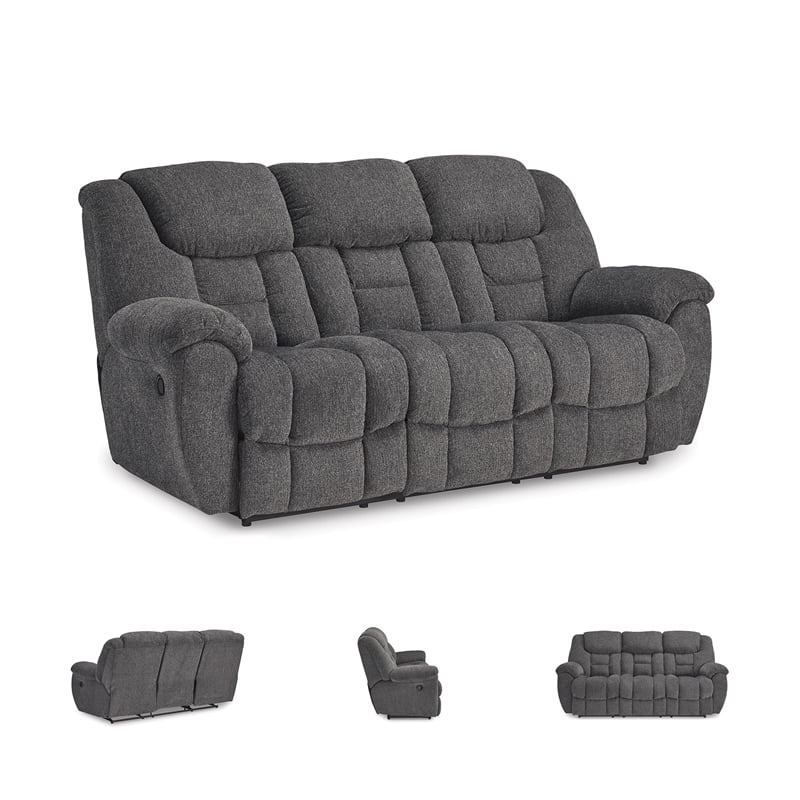 Signature Design by Ashley Furniture Foreside Charcoal Reclining Sofa