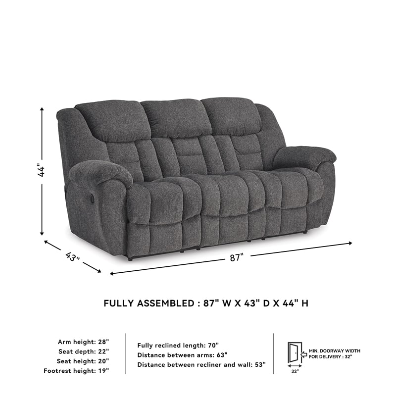 Signature Design by Ashley Furniture Foreside Charcoal Reclining Sofa