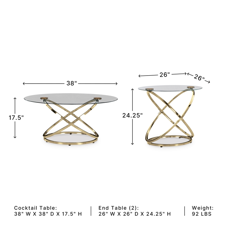 Signature Design by Ashley Furniture Crimonti Champagne Table - Set of 3