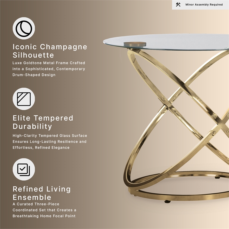 Signature Design by Ashley Furniture Crimonti Champagne Table - Set of 3