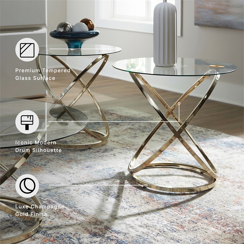 Signature Design by Ashley Furniture Crimonti Champagne Table - Set of 3