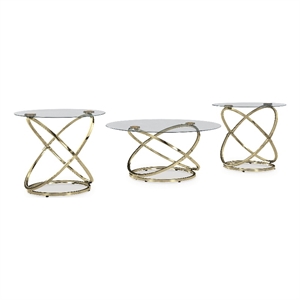 signature design by ashley furniture crimonti champagne table - set of 3