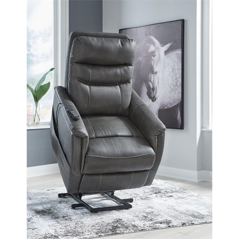 Signature Design by Ashley Strawbill Black Power Lift Recliner