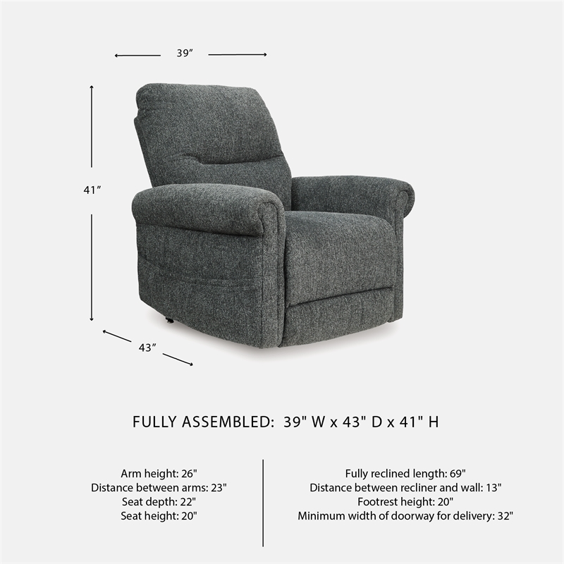 Signature Design by Ashley Aureta Black Power Lift Recliner