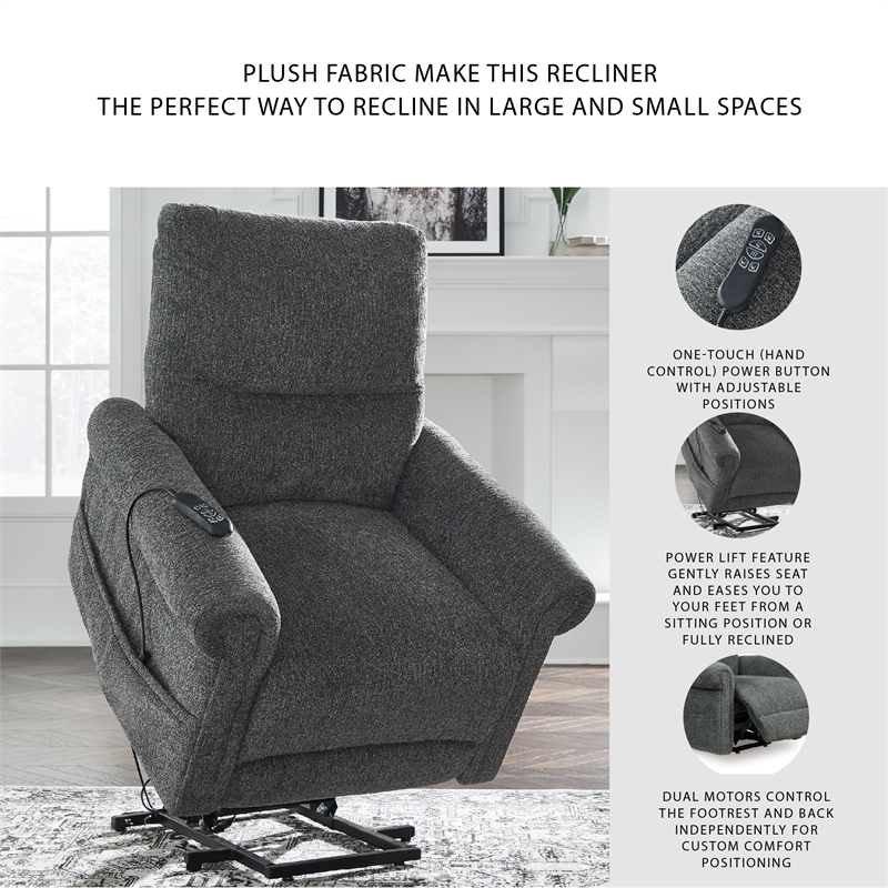 Signature Design by Ashley Aureta Black Power Lift Recliner