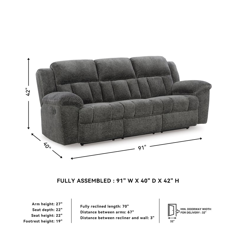 Signature Design by Ashley Frohn Gray Reclining Sofa