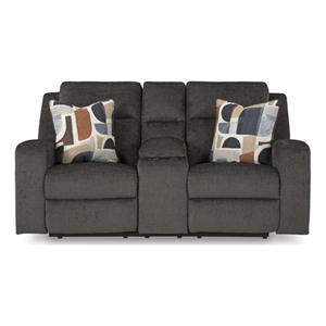 Signature Design by Ashley Kanlow Black Reclining Loveseat with Console