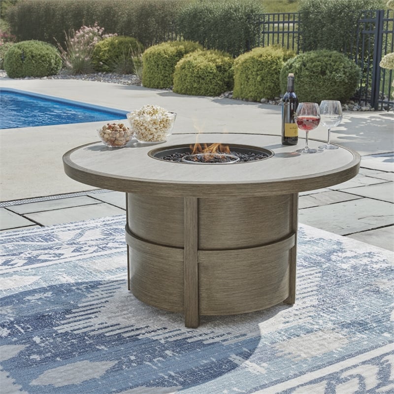 Signature Design by Ashley Rainier Ranch Beige Fire Pit Table