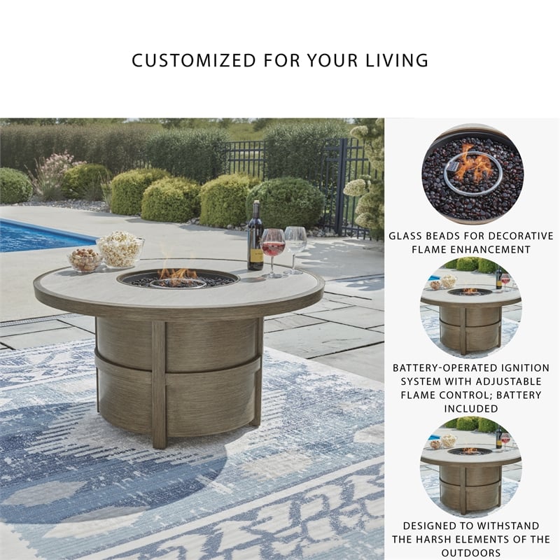 Signature Design by Ashley Rainier Ranch Beige Fire Pit Table