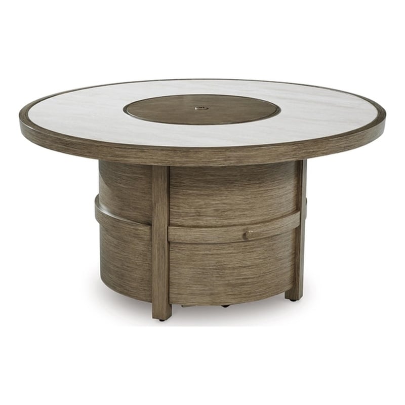 Signature Design by Ashley Rainier Ranch Beige Fire Pit Table