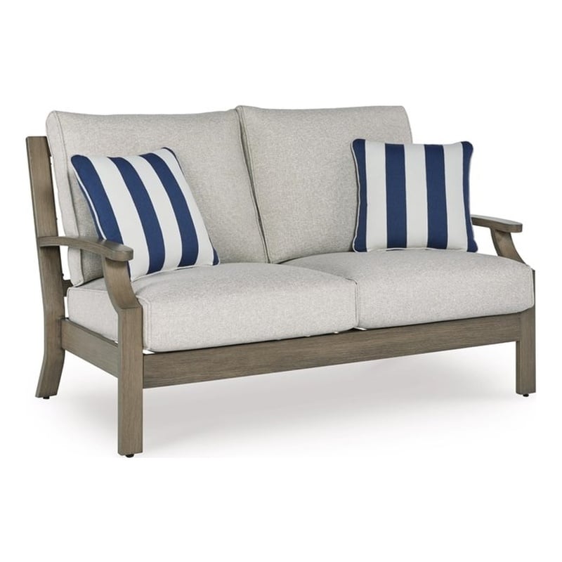 Signature Design by Ashley Rainier Ranch Brown Outdoor Loveseat with Cushion