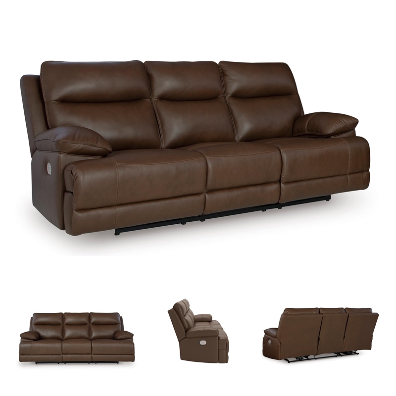 Signature Design by Ashley VonRyan Brown Power Reclining Sofa