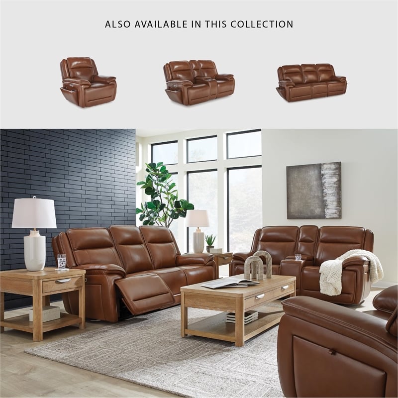 Signature Design by Ashley Healy Pier Brown Power Reclining Loveseat W/ Console