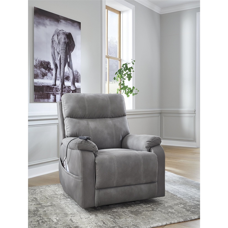 Signature Design by Ashley Next-Gen Durapella Gray Power Lift Recliner