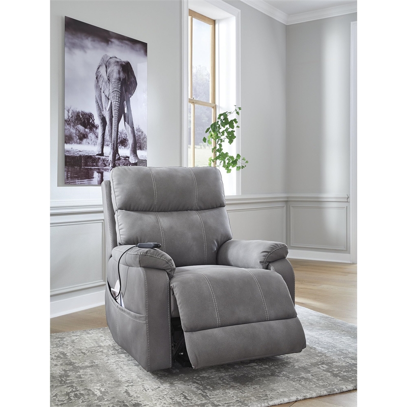 Signature Design by Ashley Next-Gen Durapella Gray Power Lift Recliner