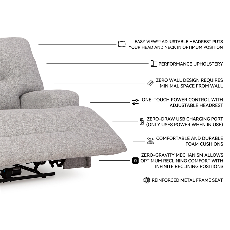 Signature Design by Ashley Furniture Acklen Place Pewter Power Recliner