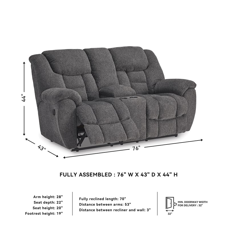 Signature Design by Ashley Furniture Foreside Charcoal Reclining Loveseat