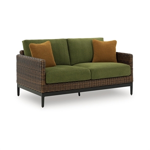 Signature Design by Ashley Furniture Horizon Hall Brown & Green Outdoor Loveseat