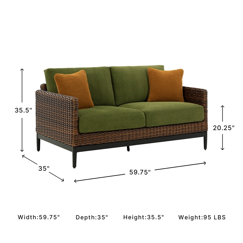 Signature Design by Ashley Furniture Horizon Hall Brown & Green Outdoor Loveseat