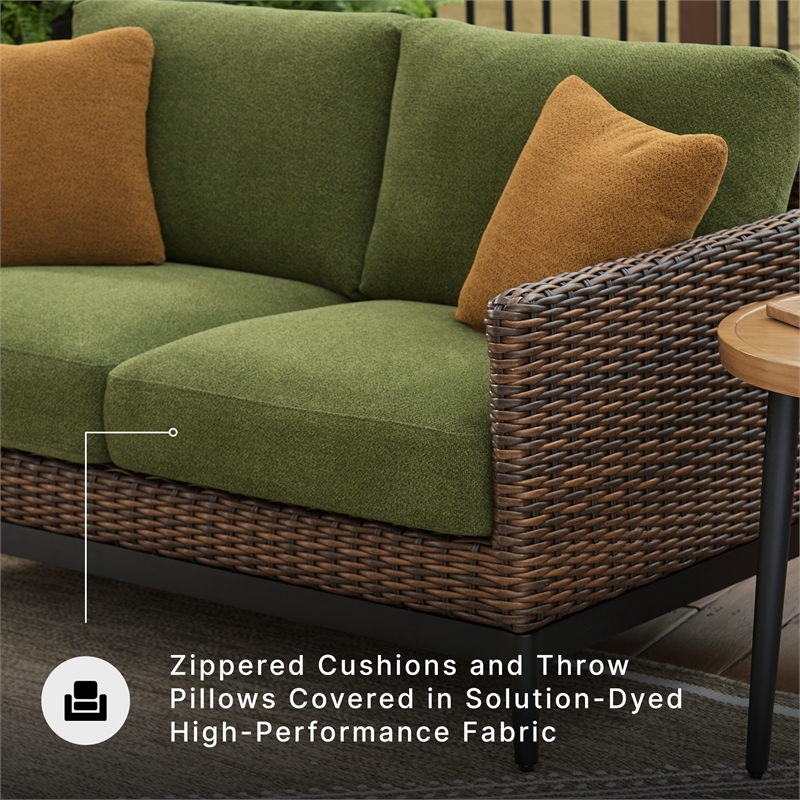 Signature Design by Ashley Furniture Horizon Hall Brown & Green Outdoor Loveseat