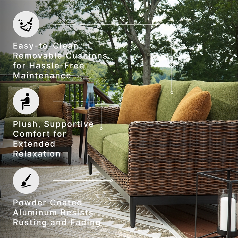 Signature Design by Ashley Furniture Horizon Hall Brown & Green Outdoor Loveseat
