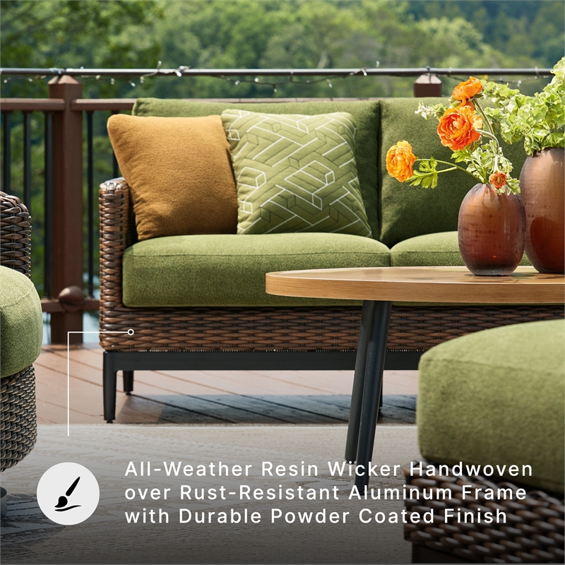 Signature Design by Ashley Furniture Horizon Hall Brown & Green Outdoor Loveseat