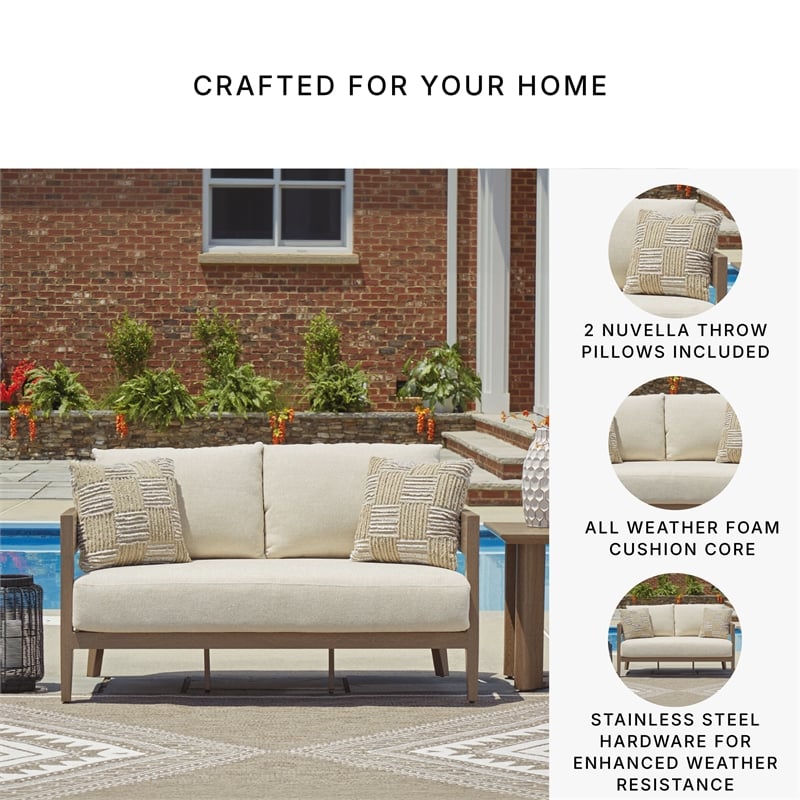 Signature Design by Ashley Furniture Serene Bay Dark Brown Patio Loveseat