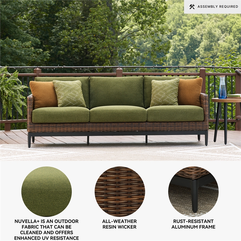 Signature Design by Ashley Furniture Horizon Hall Brown & Green Outdoor Sofa