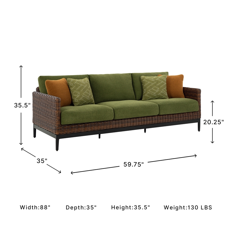 Signature Design by Ashley Furniture Horizon Hall Brown & Green Outdoor Sofa