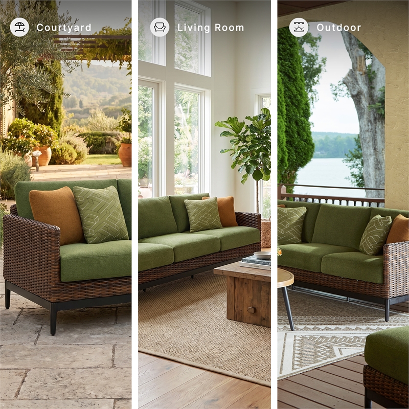 Signature Design by Ashley Furniture Horizon Hall Brown & Green Outdoor Sofa