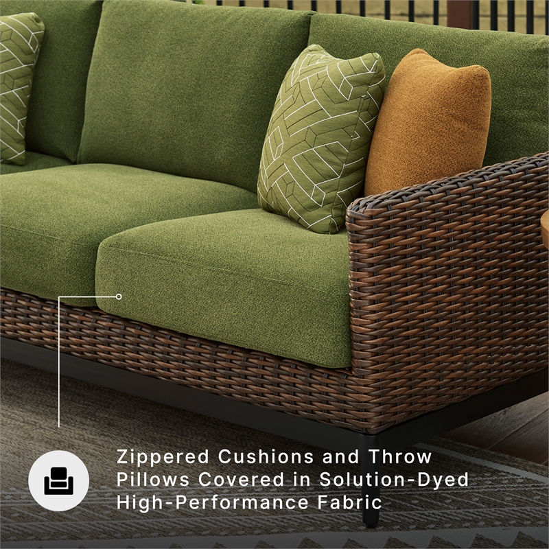 Signature Design by Ashley Furniture Horizon Hall Brown & Green Outdoor Sofa