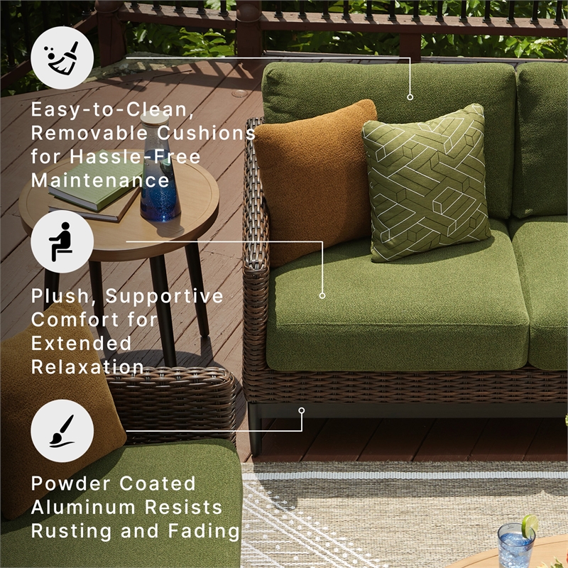 Signature Design by Ashley Furniture Horizon Hall Brown & Green Outdoor Sofa