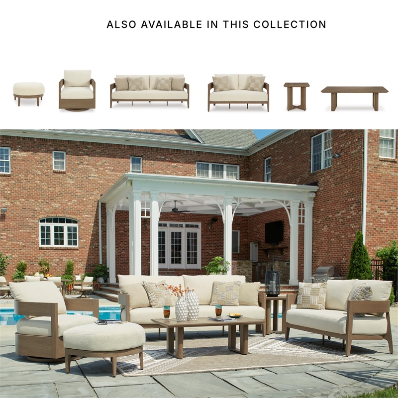 Signature Design by Ashley Furniture Serene Bay Dark Brown & White Outdoor Sofa