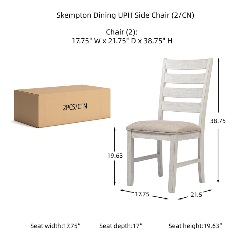 Ashley Skempton Polyester Upholstered Dining Chair Grayish Whitewash
