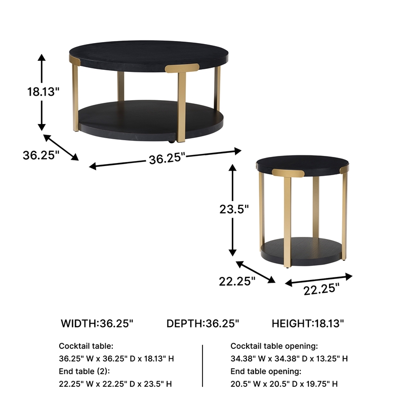 Signature Design by Ashley Shylore Black Table - Set of 3