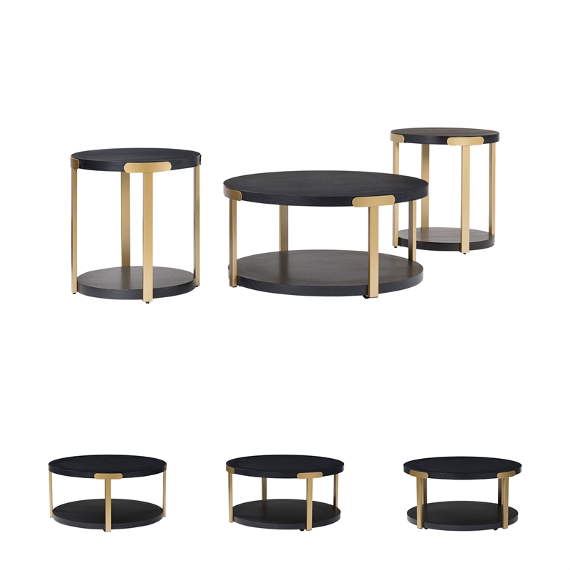 Signature Design by Ashley Shylore Black Table - Set of 3