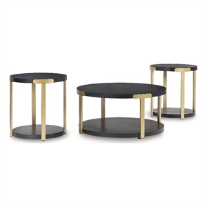 Signature Design by Ashley Shylore Black Table - Set of 3